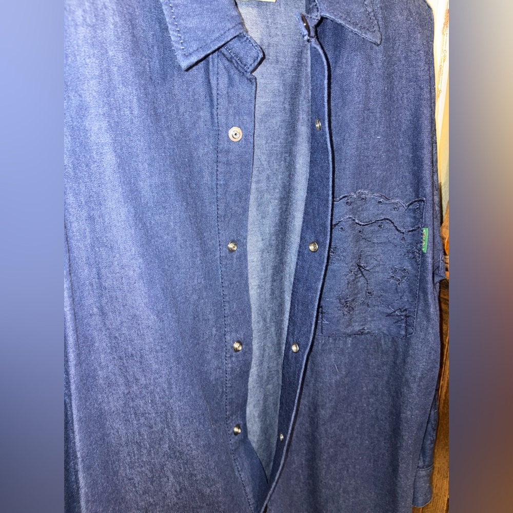 Vintage Gene Ewing BIS Women’s Embroidered Denim Shirt Snap Front Size Small USA - Picture 10 of 15